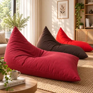 Ghế lười hình tháp màu đỏ đặt may số lượng lớn cho quán cà phê