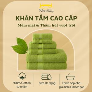 Khăn Tắm Cotton Nho Bedding – 100% Cotton Siêu Mềm Mại – Thấm Hút Tốt